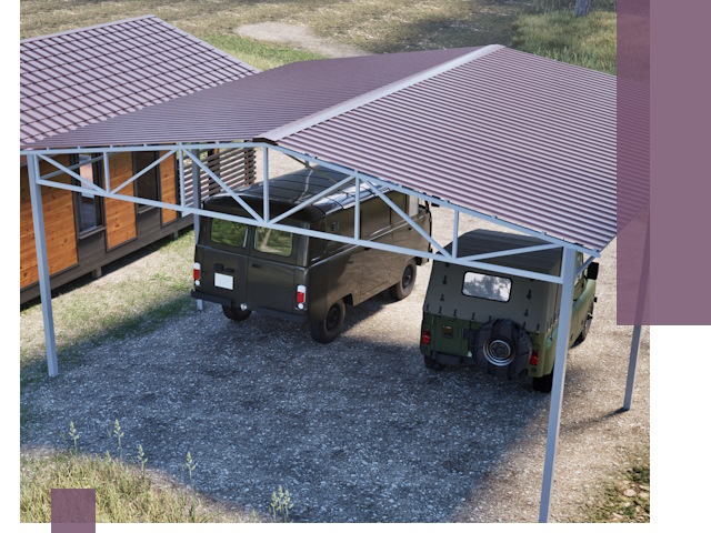 Двускатные навесы под ключ в Черкесске — изготовление и монтаж